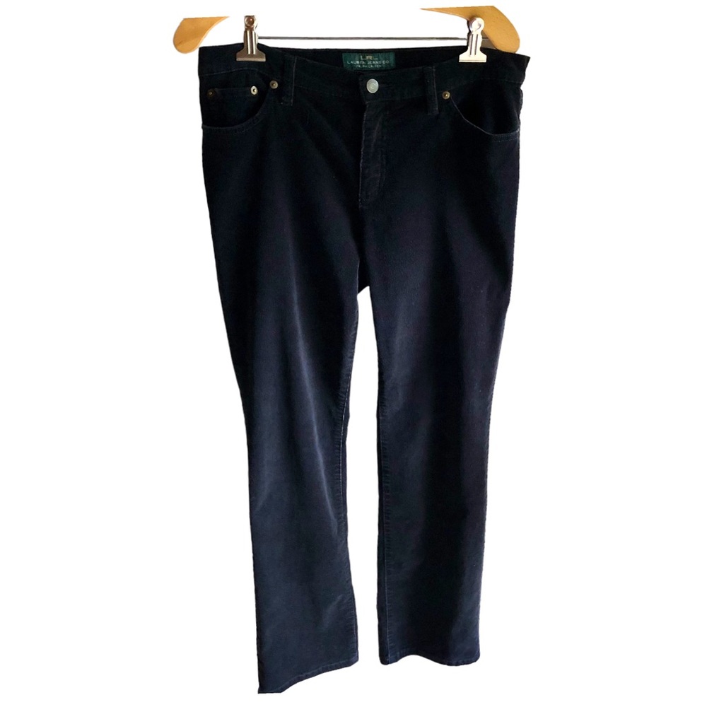 Lauren Ralph Lauren Fine Wale Corduroy Pants. Classic Straight. Black. Size 10 - Picture 2 of 12